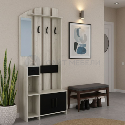 Прихожая КРАФТ (Крафт белый/Черный)