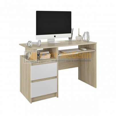 Стол письменно-компьютерный Сура с ящиками (Дуб сонома/белый)