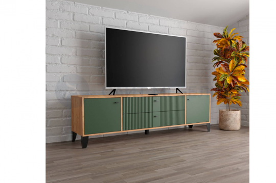 Тумба для ТВ Парус-10 (Дуб крафт золотой/Карбон дарк грин)