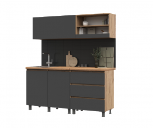 Кухонный гарнитур Хелен 1.7 м (Графит/Дуб крафт золотой)