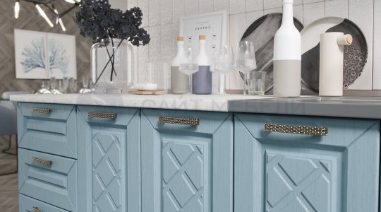 Кухня Агава 1600 (Акация белая/Аква)