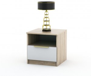 Тумба прикроватная Римини (Дуб сонома/Белый)