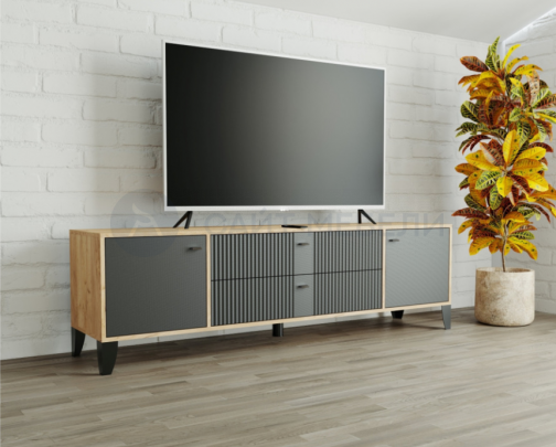 Тумба для ТВ Парус-10 (Дуб крафт золотой/Карбон вулкан)