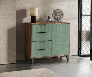 Комод 4 ящика 1 дверь Палау (Табак/Эвкалипт софт)