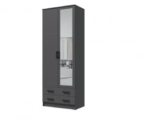 Шкаф Дуэт платяной с зеркалом (Графит)