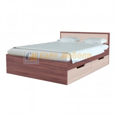 Кровать с ящиками Гармония 1200x2000 КР-606 (Ясень шимо темный/светлый)