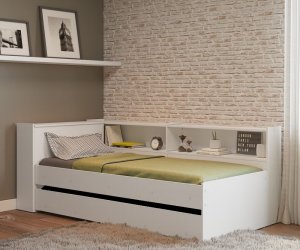 Кровать Ксения с прикроватным модулем 900х2000 (Белая)