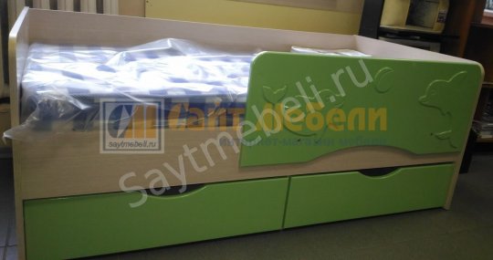 Детская кровать с ящиками Дельфин 800х1400 (Салатовый)