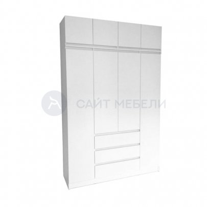 Шкаф Сура 1600 с антресолями (Белый)