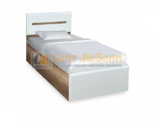 Кровать односпальная Наоми КР 12 (Дуб каньон/Белый глянец)
