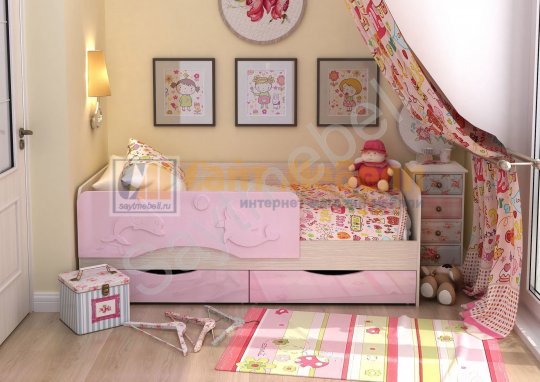 Кровать детская Алиса 1,6 кр-812 (Ваниль глянец)