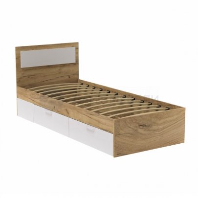 Кровать РЭД с ящиками и ортопед. основанием 900х2000 (Крафт золотой/Белый)