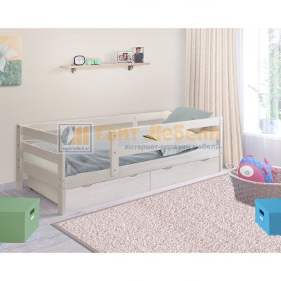 Кровать детская Норка с ящиками и бортиком