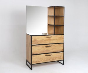 Комод с надстройкой Виртон 3 (Дуб крафт золотой/Черный)