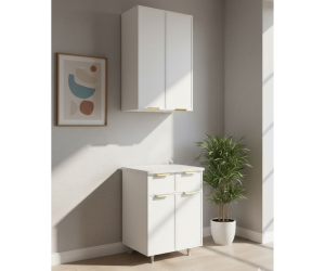 Кухонный гарнитур Роял 0,6м ШВВ600+ШН600-1Я (МоноБелый)