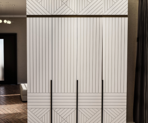 Шкаф 4-х створчатый Палау с антресолью (Табак/Белый софт)