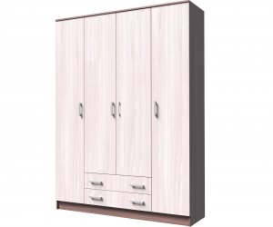 Шкаф Квадро 4-х створчатый без зеркал (Ясень Шимо темный/светлый)