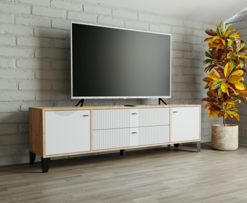 Тумба для ТВ Парус-10 (Дуб крафт золотой/Карбон фарфор)