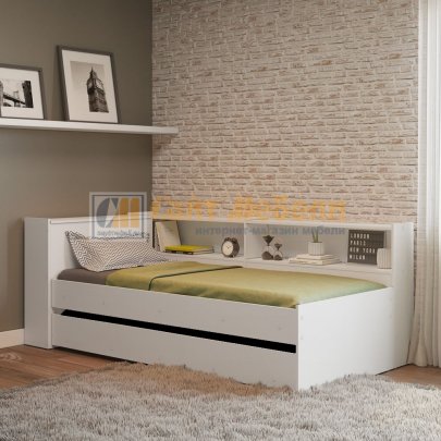 Кровать Ксения с прикроватным модулем 900х2000 (Белая)