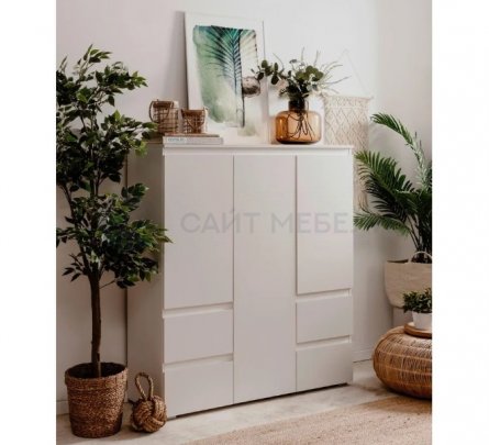 Комод-шкаф полки/штанга Сура № 1004 (Белый)