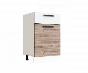 Н500-1Я Эра шкаф нижний кухня (Дуб горный/Белый гладкий)/стол. Черный мрамор