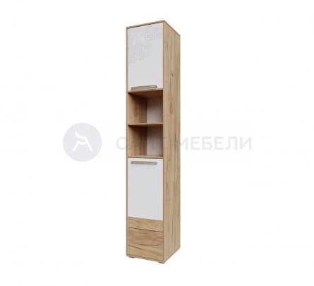Пенал с ящиком высокий Гарвард (Белый/Дуб золотой)