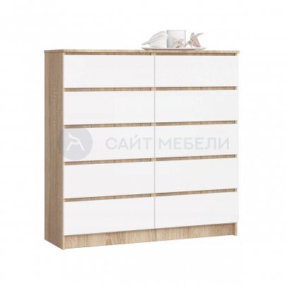 Комод 10 ящиков Сура 1200 (Дуб сонома/Белый)