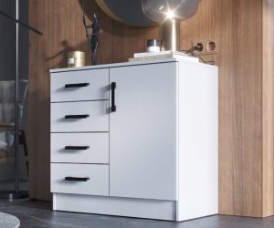 Комод 4 ящика и 1 дверка К800-1Д (Белый гладкий)