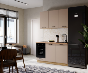 Кухня Призма 1.4 м (Дуб крафт золотой/Мокко суперматовый)