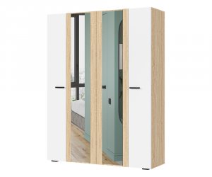 Шкаф 4х-створчатый Санса ШК-04 (Дуб сонома/Белый)