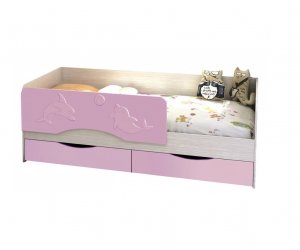 Детская кровать с ящиками Дельфин 800х1400 (Розовый)