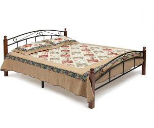 Кровать AT-8077 двуспальная 160х200 Queen bed  (Дуб красный/Черный)