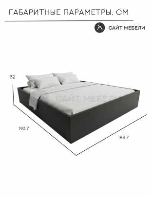 Кровать-тахта двуспальная Комфорт КР 1800 без спинки 180х190 (Графит)