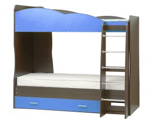 Двухъярусная кровать Юниор-2,1 (Венге / Синий)