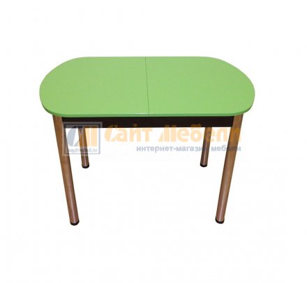 Стол обеденный раздвижной МДФ, ножки прямые хром (Зеленый)