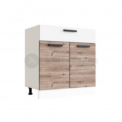 Н800-1Я Кухня Эра шкаф нижний (Дуб горный/Белый)/стол. Черный мрамор