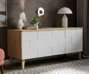 Комод-тумба Куб (Дуб крафт/ Моно Белый)