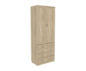 Шкаф 2-х дверный (створчатый) для одежды со штангой и ящиками (Дуб сонома)