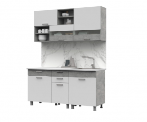 Кухонный гарнитур Денвер 1.6 (Ателье светлый/Белый)