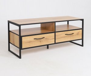 Тумба для ТВ открытая Виртон 11 (Дуб крафт золотой/Черный)