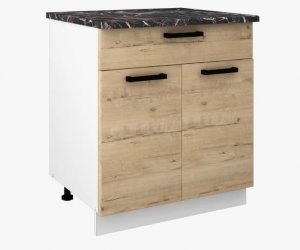 Н800-1Я Брауни шкаф нижний кухня (Дуб вотан/белый)