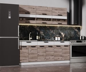 Kуxoнный гаpнитуp Эра 1.8 м (Дуб горный/Белый гладкий)