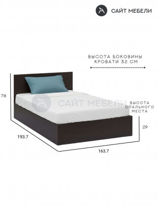 Кровать Комфорт КР 1600 160х190 (Венге)