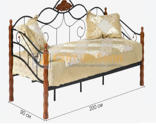 Кровать односпальная CANZONA Wood slat base 90х200 (Дуб красный/Черный)