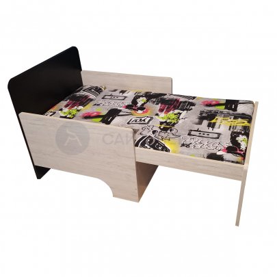 Кровать вырастайка Премьера КРАФТ (Крафт/Чёрный) матрацы в комплекте