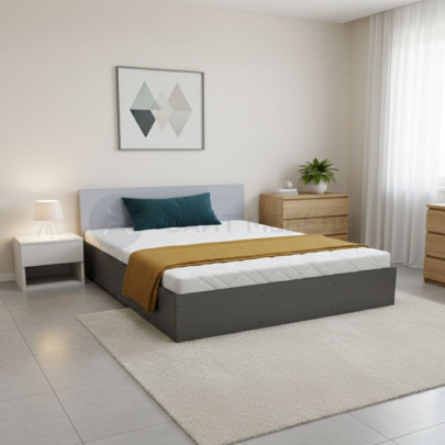 Кровать двуспальная КР 1800 180х200 (Серый/Графит)