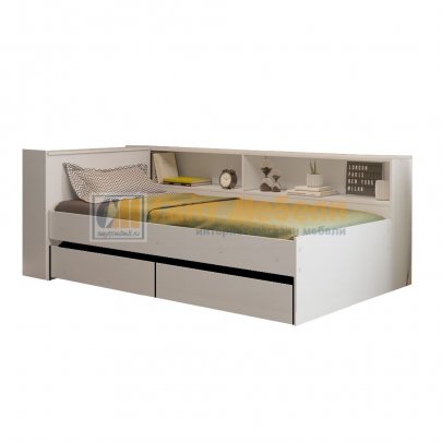 Кровать Ксения 900х2000 с ящиками и прикроватным модулем (Белый)