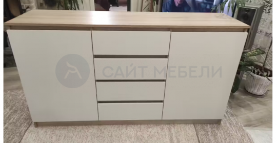 Комод Сура 4 ящика и 2 створки 1600 (Дуб сонома/Белый)