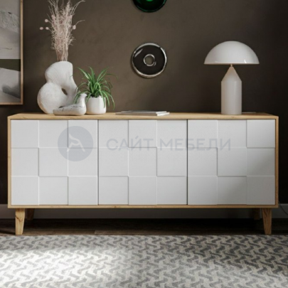 Комод-тумба Куб (Дуб крафт/ Моно Белый)
