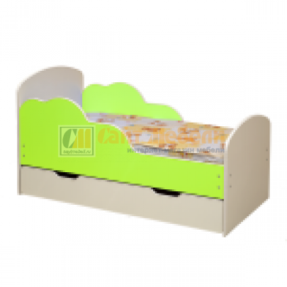 Кровать детская Облака №2 700x1400 (Белый / Лайм)